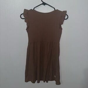 H&M Chocolate Brown Kids Dress with Ruffle Sleeves